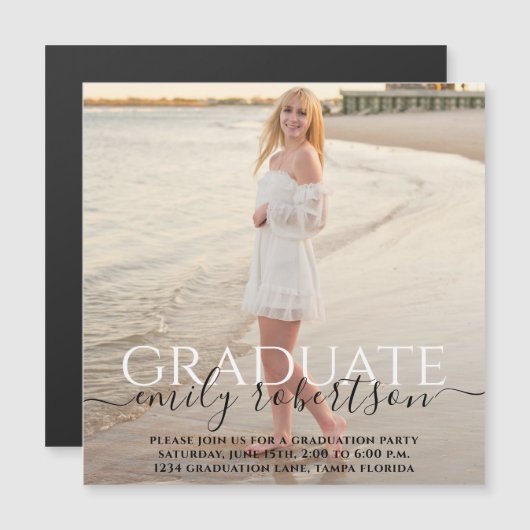 Graduate Modern Foto Template Simple Magnet (Vorne/Hinten)