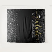 Graduate Modern Gold Script Black Graduation Party Wandteppich (Vorderseite (Horizontal))