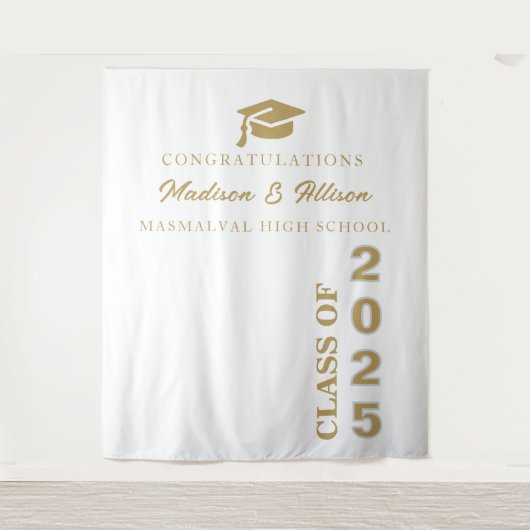 Graduate Modern Gold Script Black Twin Abschluss Wandteppich (Vorderseite)