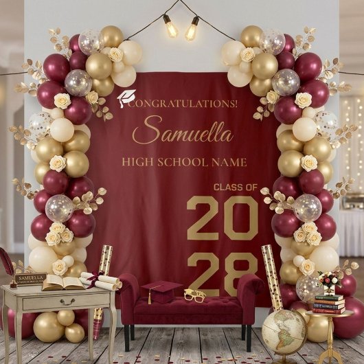 Graduate Modern Gold Script Graduation Party Wandteppich