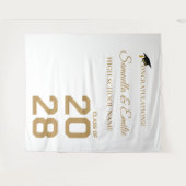 Graduate Modern Gold Script - Twin Graduate Party Wandteppich (Vorderseite (Horizontal))