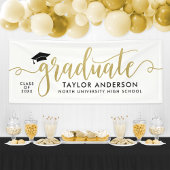 Graduate Modern Gold Script White Abschluss Banner