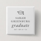 Graduate Modern Minimalistisch Simple Chic Abschlu Button (Vorderseite)