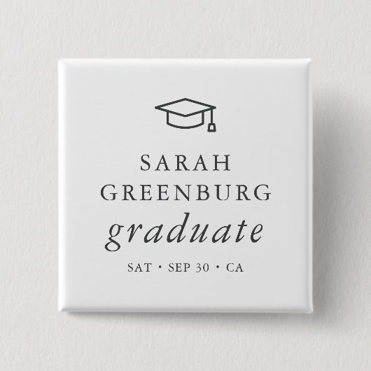 Graduate Modern Minimalistisch Simple Chic Abschlu Button (Vorderseite)