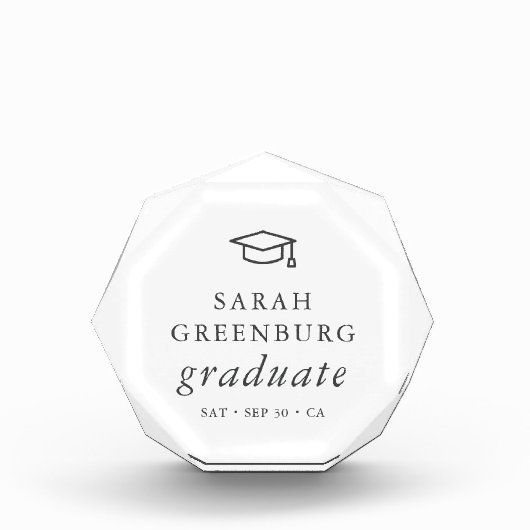 Graduate Modern Minimalistisch Simple Chic Abschlu Fotoblock (Vorderseite)
