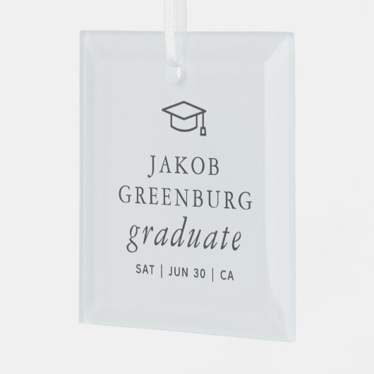 Graduate Modern Minimalistisch Simple Chic Abschlu Ornament Aus Glas (Vorderseite links)