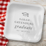 Graduate Modern Minimalistisch Simple Chic Abschlu Pappteller<br><div class="desc">Design besteht aus Serifentypografie auf einem einfachen Hintergrund. Abrufbar unter: http://www.zazzle.com/store/selectpartysupplies</div>