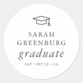 Graduate Modern Minimalistisch Simple Chic Abschlu Runder Aufkleber (Vorderseite)