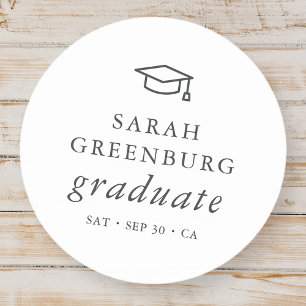 Graduate Modern Minimalistisch Simple Chic Abschlu Runder Aufkleber
