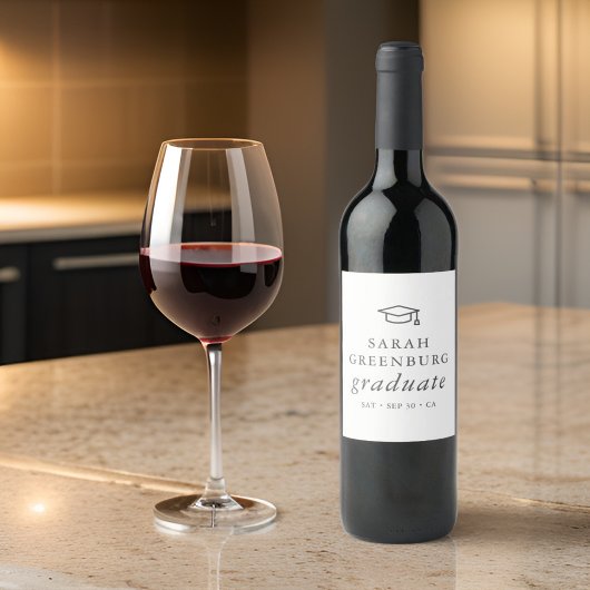 Graduate Modern Minimalistisch Simple Chic Abschlu Weinetikett