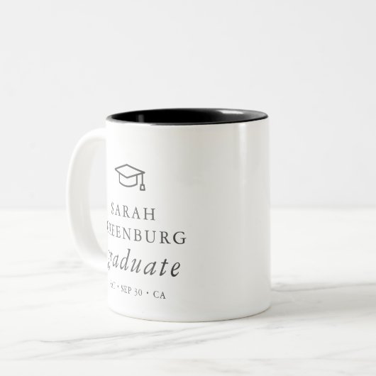 Graduate Modern Minimalistisch Simple Chic Abschlu Zweifarbige Tasse (Vorderseite Links)