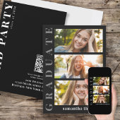 Graduate Modern Minimalistisch Three Foto QR Code Einladung