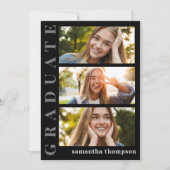 Graduate Modern Minimalistisch Three Foto QR Code Einladung (Vorderseite)