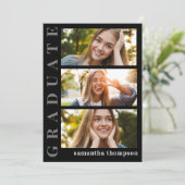 Graduate Modern Minimalistisch Three Foto QR Code Einladung (Stehend Vorderseite)