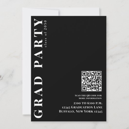 Graduate Modern Minimalistisch Three Foto QR Code Einladung (Rückseite)