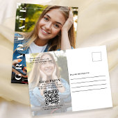Graduate Modern Minimalistisch Two Foto | QR-Code Postkarte