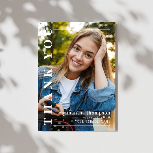 Graduate Modern Minimalistisch Zwei Foto einfach Dankeskarte