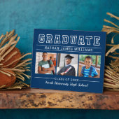 Graduate Modern Navy Blue 3 Foto Abschluss Fotoplatte (Seite)
