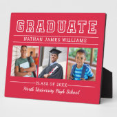Graduate Modern Red 3 Foto Abschluss Fotoplatte (Seite)