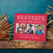 Graduate Modern Red 3 Foto Abschluss Fotoplatte (Seite)