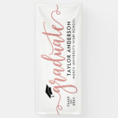 Graduate Modern Rose Gold Script Graduation Party Banner (Vertikal)
