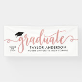 Graduate Modern Rose Gold Script Graduation Party Banner (Horizontal)