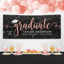 Graduate Modern Rose Gold Script Graduation Party
