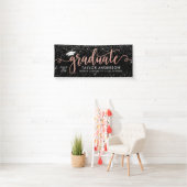 Graduate Modern Rose Gold Script Graduation Party Banner (Insitu)