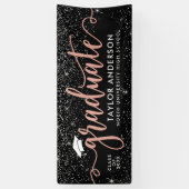 Graduate Modern Rose Gold Script Graduation Party Banner (Vertikal)