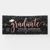 Graduate Modern Rose Gold Script Graduation Party Banner (Horizontal)