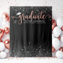 Graduate Modern Rose Gold Script Graduation Party