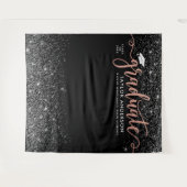 Graduate Modern Rose Gold Script Graduation Party Wandteppich (Vorderseite (Horizontal))