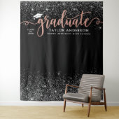 Graduate Modern Rose Gold Script Graduation Party Wandteppich (Beispiel)