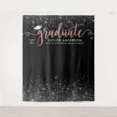 Graduate Modern Rose Gold Script Graduation Party Wandteppich (Vorderseite)