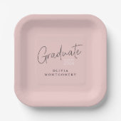 Graduate Modern Script Graduation Party Pappteller (Vorderseite)