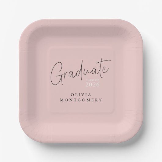 Graduate Modern Script Graduation Party Pappteller (Vorderseite)