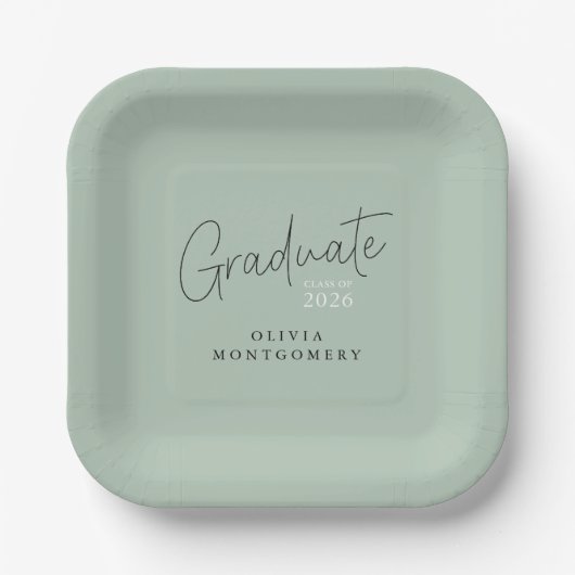 Graduate Modern Script Graduation Party Pappteller (Vorderseite)