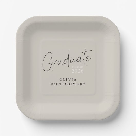 Graduate Modern Script Graduation Party Pappteller (Vorderseite)