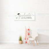 Graduate Modern Silver Script Graduation Party Banner (Insitu)