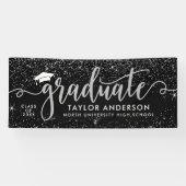 Graduate Modern Silver Script Graduation Party Banner (Horizontal)