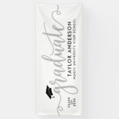 Graduate Modern Silver Script Graduation Party Banner (Vertikal)