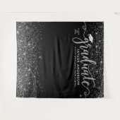 Graduate Modern Silver Script Graduation Party Wandteppich (Vorderseite (Horizontal))