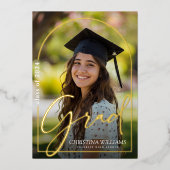 Graduate Modern Simple Elegante Foto Abschluss Folieneinladung (Vorderseite)