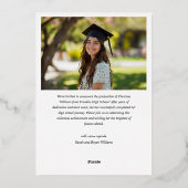 Graduate Modern Simple Elegante Foto Abschluss Folieneinladung (Rückseite)