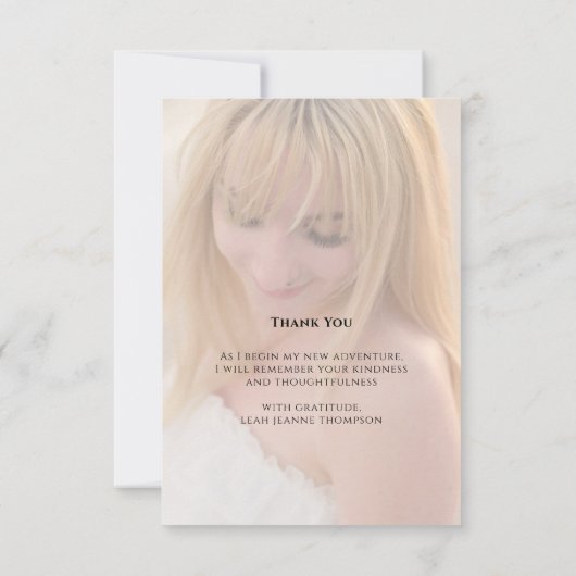 Graduate Modern Simple Foto Calligraphy Gold Dankeskarte (Rückseite)