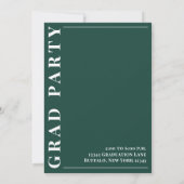 Graduate Modern Simple Foto Minimalistisch Green Einladung (Rückseite)