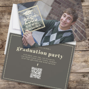Graduate Modern Simple Foto Template Gold Einladung