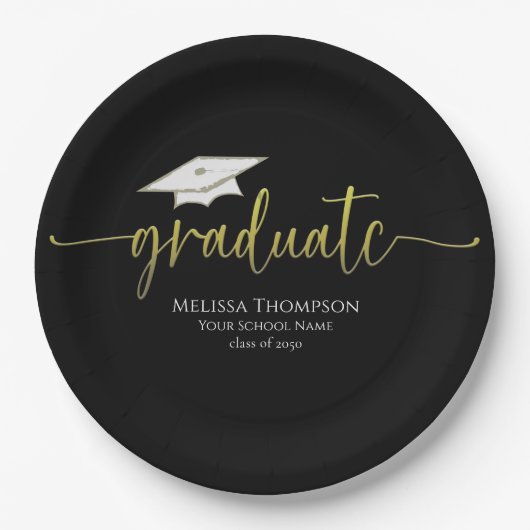 Graduate Modern Simple Gold Graduation Cap Pappteller (Vorderseite)