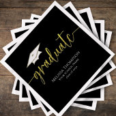 Graduate Modern Simple Gold Graduation Cap Serviette