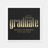 Graduate Modern Simple Gold Minimalistisch Black Serviette (Vorderseite)